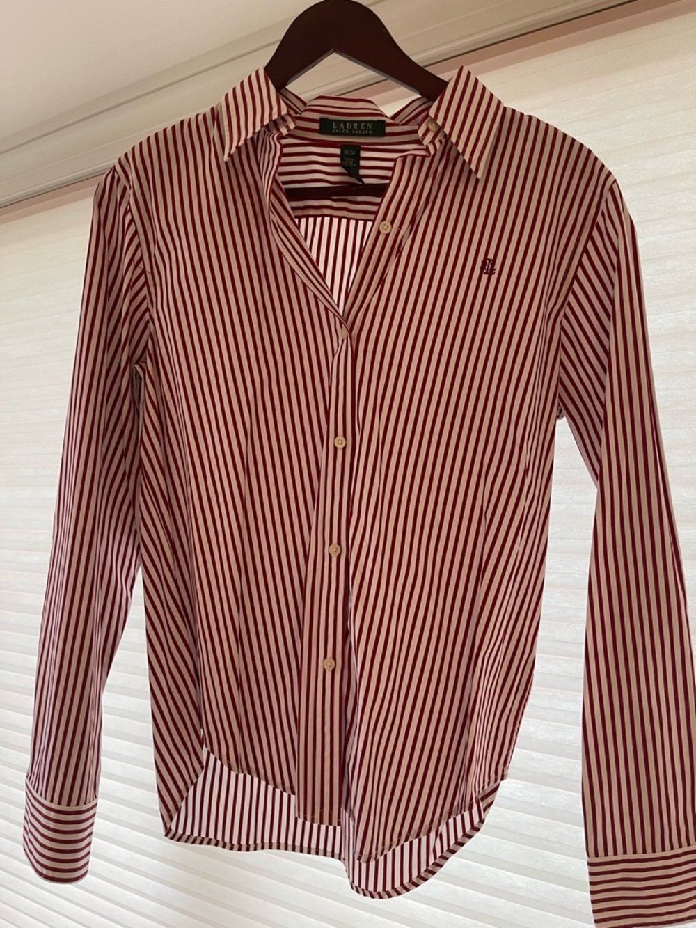 Vintage Ralph Lauren red stripe button down shirt. Women’s medium